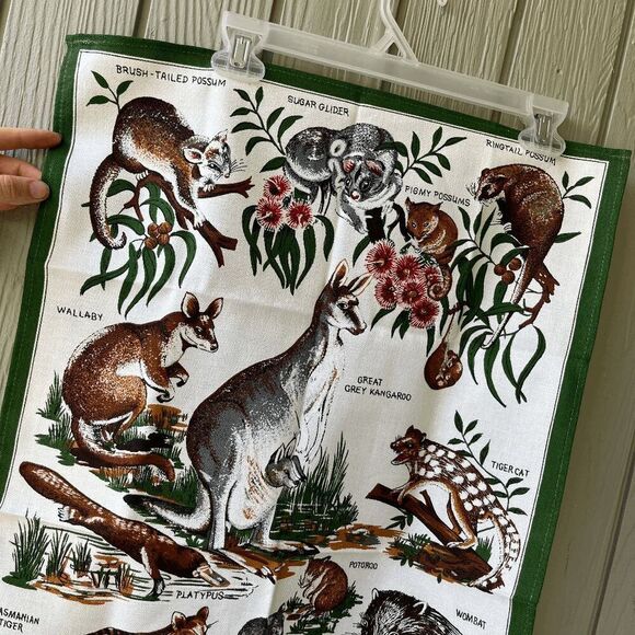 Vintage Animals of Tasmania Souvenir Tea Towel 100% Cotton 30"x18" - Picture 8 of 9
